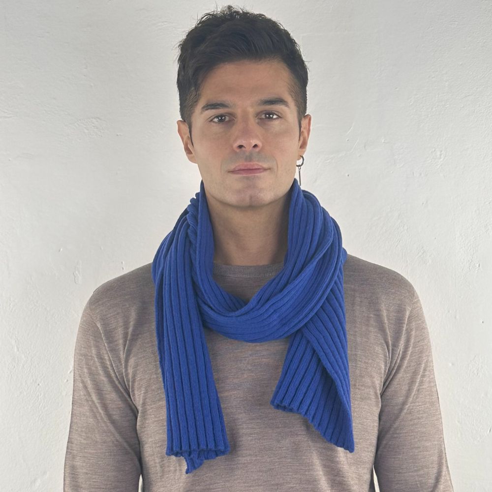 DTA004 Morbidissima Sciarpa a Coste Unisex in Puro Cashmere Riciclato 25x160 cm Made in Italy Accessorio Elegante e Sostenibile