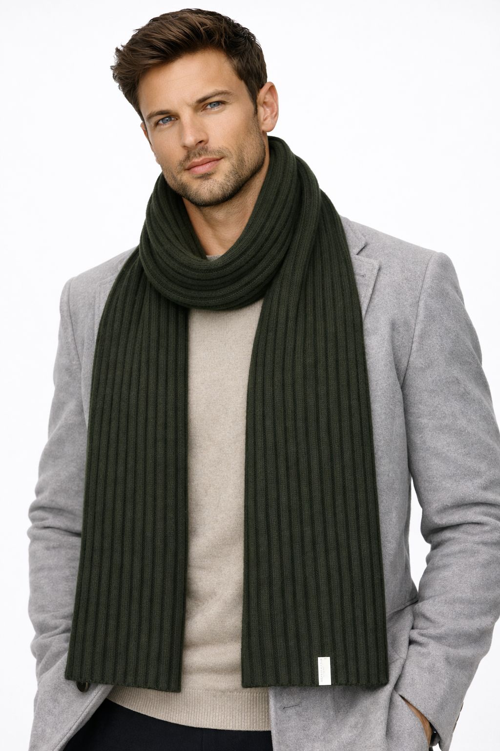 Morbidissima Sciarpa a Coste Unisex in Puro Cashmere Riciclato 25x160 cm Made in Italy Accessorio Elegante e Sostenibile